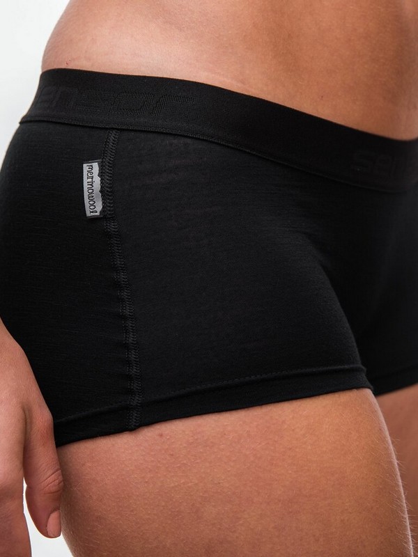MERINO SENSOR ACTIVE - dámské kalhotky s nohavičkou, černá