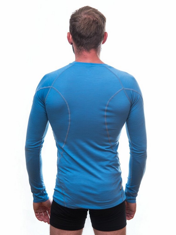 MERINO SENSOR ACTIVE - pánské triko, dlouhý rukáv, modrá
