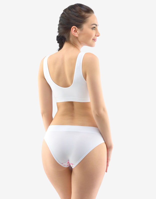 DOLORES dámské bambusové klasické kalhotky, bílá - světle růžová