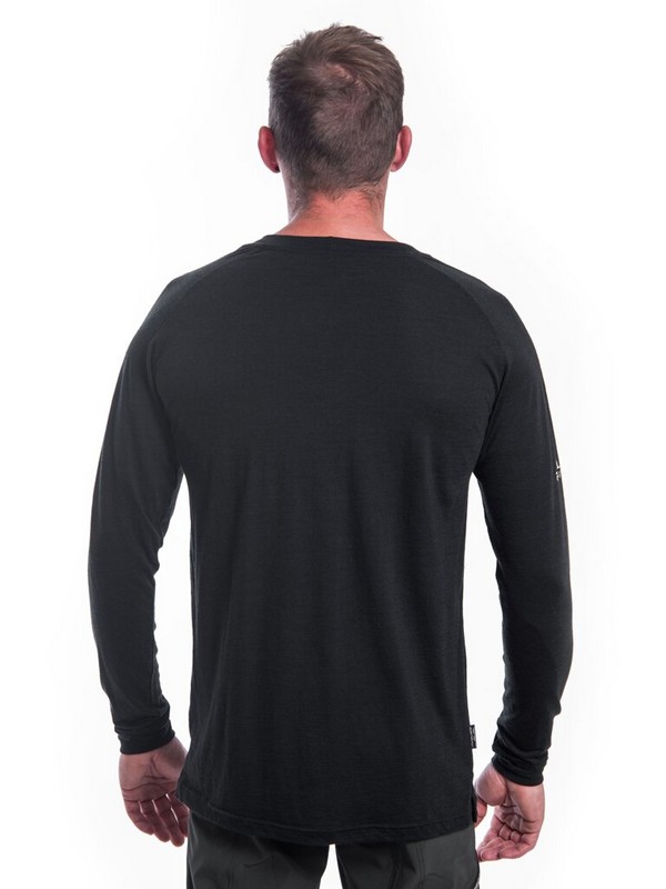 MERINO AIR NEW SENSOR PT - pánské tričko s dlouhým rukávem, černá/RJ