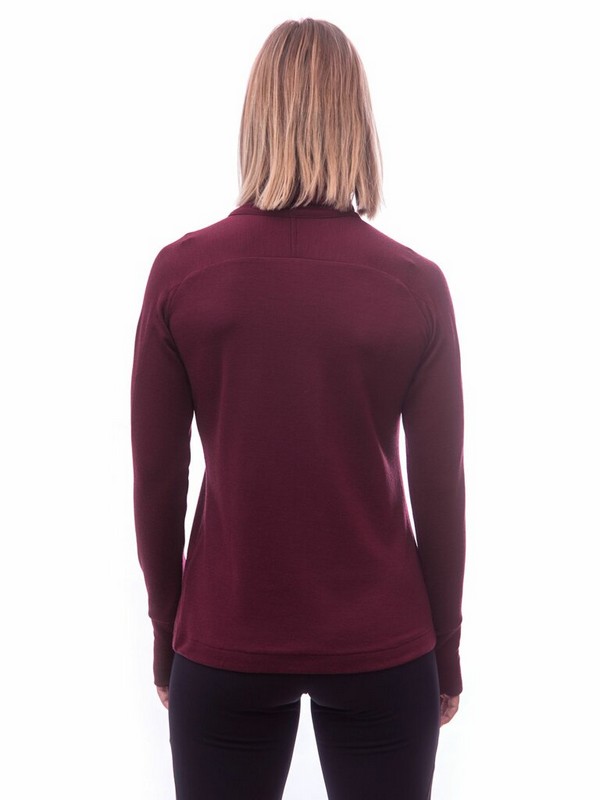 MERINO SENSOR UPPER - dámská mikina, celozip, lilla