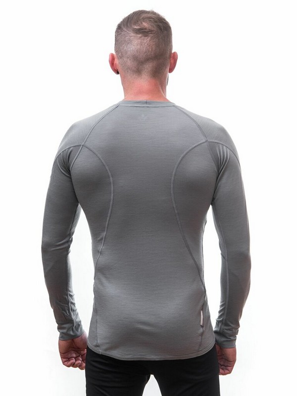 MERINO SENSOR ACTIVE - pánské triko, dlouhý rukáv, světle šedá