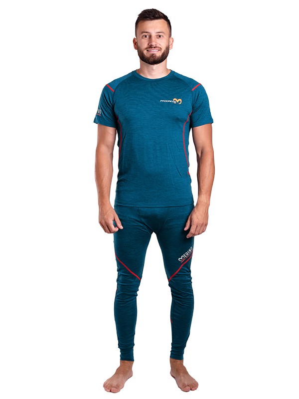 JEFF MERINO pánské merino spodky, petrol melír