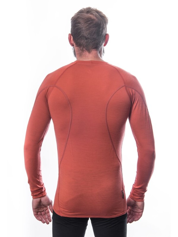 MERINO SENSOR ACTIVE - pánské triko, dlouhý rukáv, terracotta