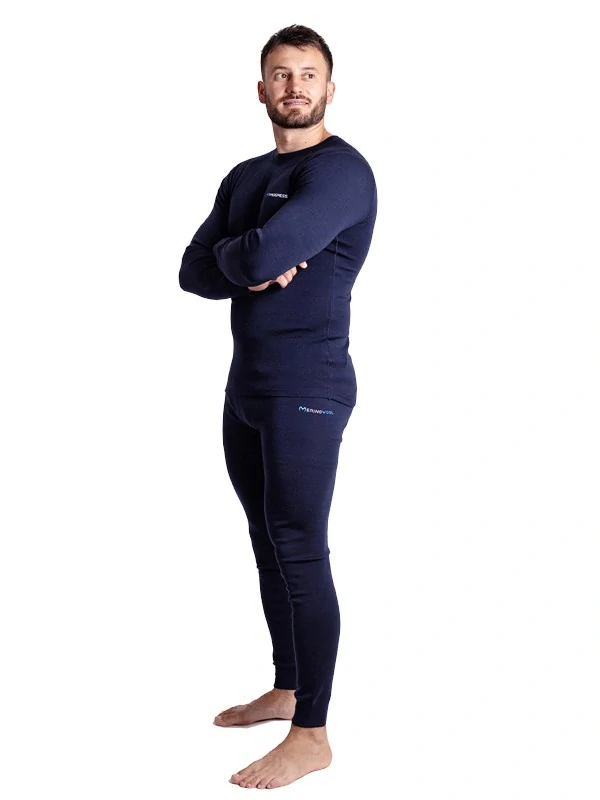 OLAF MERINO pánské merino spodky, černo - modrá