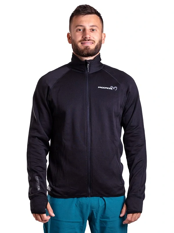 LARS pánská merino mikina, celozip, černá