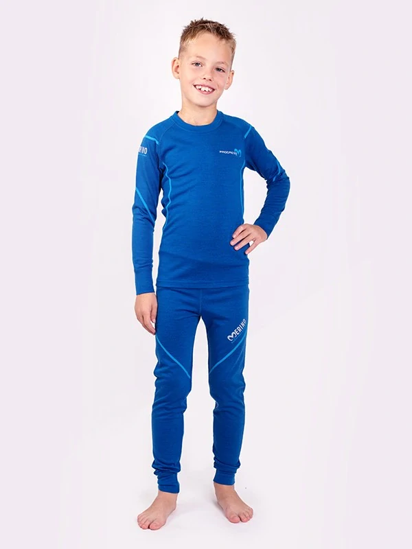 KOLIBRI dětské funkční merino tričko s dlouhým rukávem, modrý melír