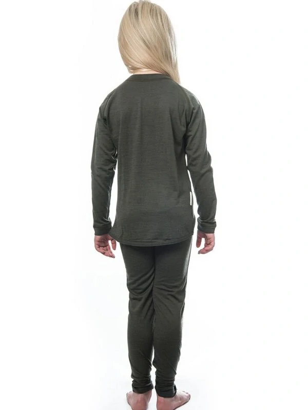 MERINO AIR SENSOR dětský/juniorský set trička s dlouhým rukávem a spodků, green