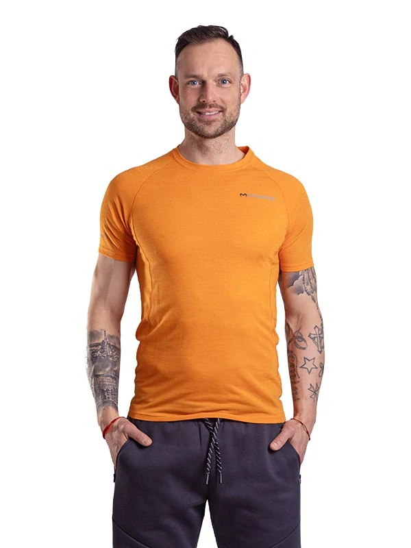 ARI 125 pánské merino triko, krátký rukáv, oranžová