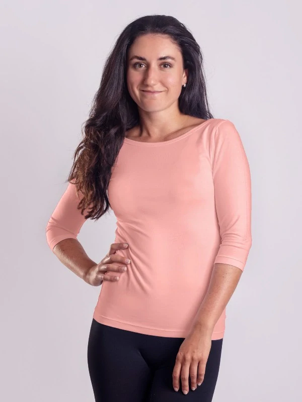 AKINA dámské bambusové tričko s 3/4 rukávem, růžová