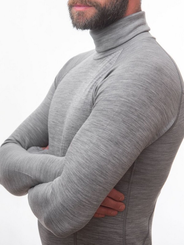 MERINO SENSOR BOLD M2 - pánské tričko s dlouhým rukávem, roll-neck, cool/gray
