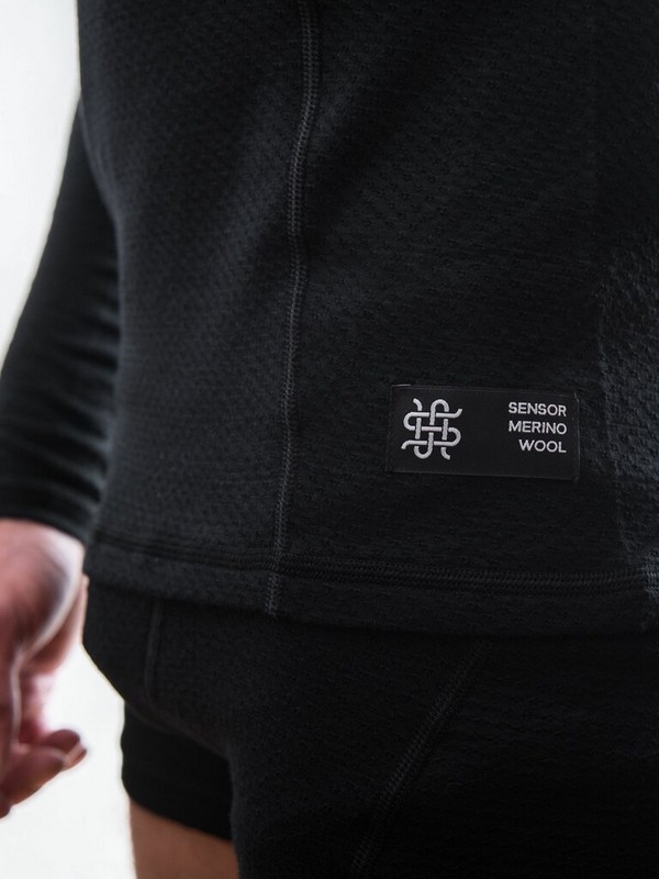 MERINO SENSOR DF - pánské tričko, dlouhý rukáv, černá