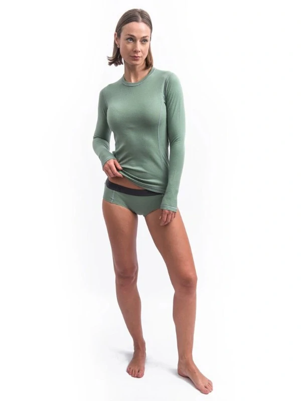MERINO SENSOR DF - dámské tričko, dlouhý rukáv, basil green