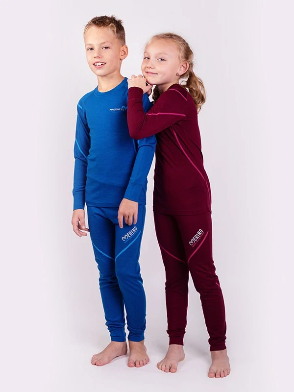 KOLIBRI dětské funkční merino tričko s dlouhým rukávem, modrý melír