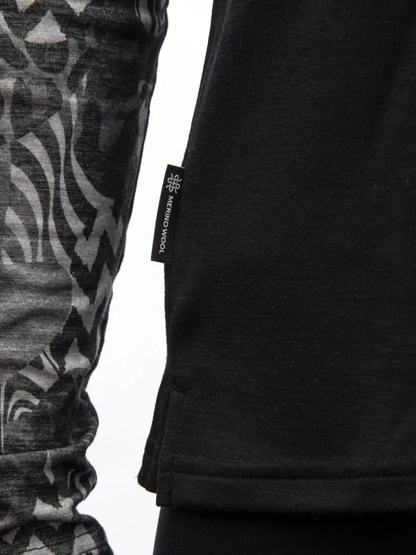 MERINO BLEND SENSOR - dámské triko, dlouhý rukáv, ČERNÁ/ZEBRA
