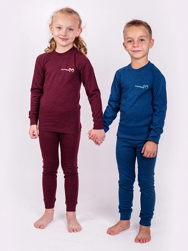 KOLIBRI dětské funkční merino tričko s dlouhým rukávem, švestkový melír