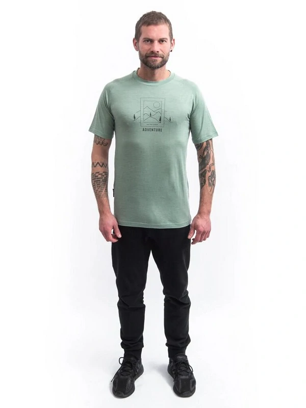 MERINO AIR SAY YES SENSOR - pánské tričko s krátkým rukávem, basil green