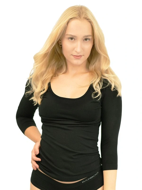 BALETTE bambusové tričko s 3/4 rukávem, černá
