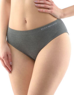 ISABELLE dámské bezešvé bambusové klasické kalhotky, širší bok, šedá - bílá