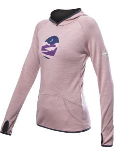 MERINO SENSOR UPPER TRIGLAV - dámská mikina klokanka, kapuce, dusty pink