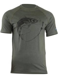 MERINO LASTING SALMON pánské merino tričko s krátkým rukávem, zelená