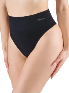 COLETTE dámské bezešvé bambusové tanga s vysokým pasem a širším lemem, černá