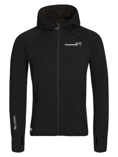 AIDIN pánská merino mikina s kapucí, celozip, čermá