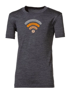 BRAM SIGNAL dětské merino tričko s krátkým rukávem, šedý melír