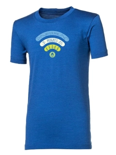 BRAM SIGNAL dětské merino tričko s krátkým rukávem, modrý melír