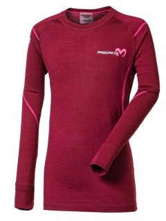 KOLIBRI dětské funkční merino tričko s dlouhým rukávem, švestkový melír