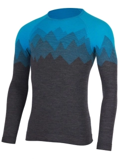 MERINO LASTING WELOR pánské merino tričko s dlouhým rukávem, modrá