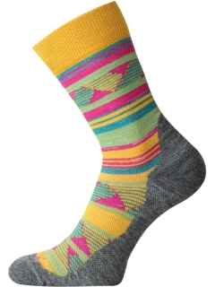 WLI MERINO TREKKING LASTING vlněné, středně silné ponožky, žlutá