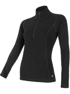 MERINO SENSOR DF - dámské tričko, dlouhý rukáv, zip u krku, černá