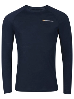 EINAR 125 pánské merino triko, dlouhý rukáv, černo - modrá