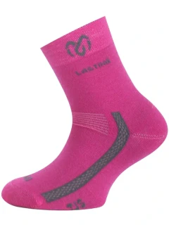 TJS dětské trekingové merino ponožky, růžová
